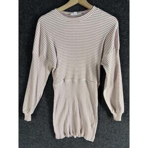 All The Ways Mini Dress Women M Medium Pink Striped Short Crew Neck Long Sleeve